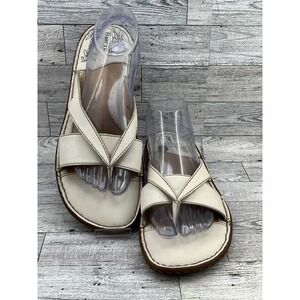Born Womens White Leather Thong Sandals Wedge Flip Flops Size‎ 10 42 EU